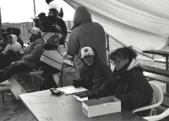 Willson in 1997 during an Eastern Mexico University softball game in the “press box.”
